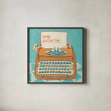 Youre My Type Orange by Mary Urban. Shown in a sleek black glass frame for a contemporary gallery look. Available as an archival giclee rolled canvas, fine art paper, or poster print. SKU 30513a.