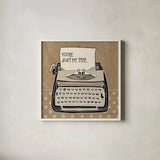 Youre My Type Taupe by Mary Urban. Shown in a crisp white glass frame for a clean and minimalist style. Available as an archival giclee rolled canvas, fine art paper, or poster print. SKU 20959a.