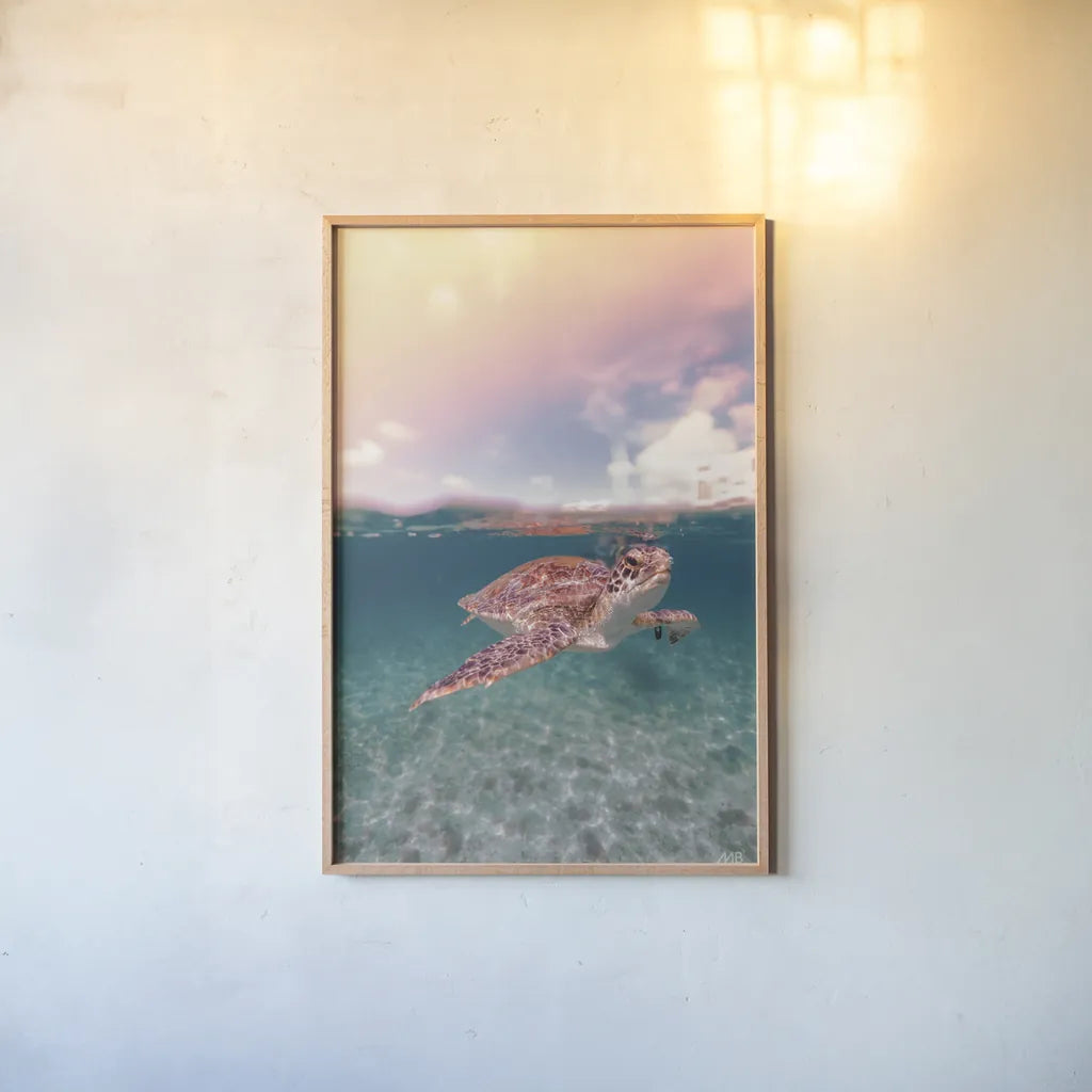 Above and Below by Max Blakesberg Studios. shown as a paper print in a natural frame. Available as a archival giclee rolled canvas, fine art paper, or poster print. SKU 90884h.