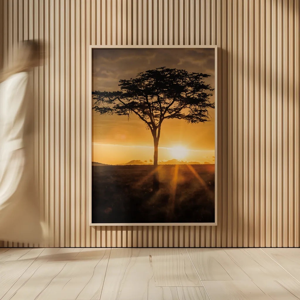 African Sunrise by Max Blakesberg Studios. shown as over sized large wall art. Available as an archival giclee rolled canvas, fine art paper, or poster print. SKU 90844h.