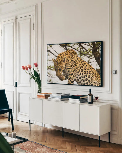 After Lunch by Max Blakesberg Studios. shown as a framed stretched canvas in a living room above a console. Available as a archival giclee rolled canvas, fine art paper, or poster print. SKU 90887i.