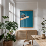 Airtime by Max Blakesberg Studios. shown as a print in a natural wood frame in a dining room. Available as a archival giclee rolled canvas, fine art paper, or poster print. SKU 92618h.