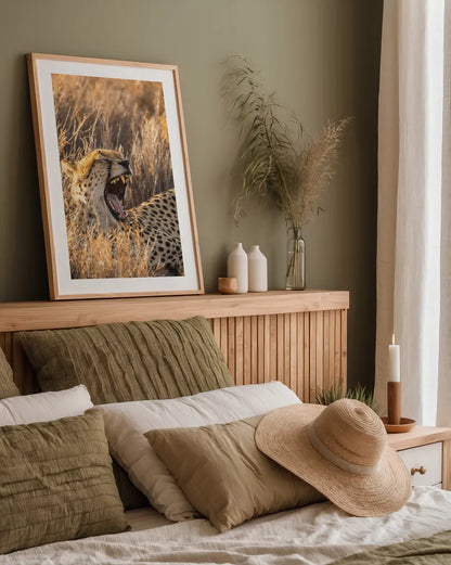 Big Yawn I by Max Blakesberg Studios. shown as a paper print in a natural frame. Available as a archival giclee rolled canvas, fine art paper, or poster print. SKU 93612h.