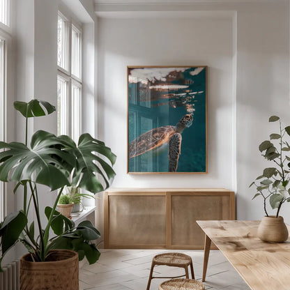 Blowing Bubbles by Max Blakesberg Studios. shown as a print in a natural wood frame in a dining room. Available as a archival giclee rolled canvas, fine art paper, or poster print. SKU 90885h.