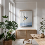 Catching Air by Max Blakesberg Studios. shown as a print in a natural wood frame in a dining room. Available as a archival giclee rolled canvas, fine art paper, or poster print. SKU 91387h.