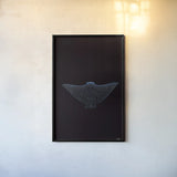 Eagle Ray Dark by Max Blakesberg Studios. shown as a paper print in a black flame. Available as a archival giclee rolled canvas, fine art paper, or poster print. SKU 90982h.