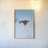 Eagle Ray Duo by Max Blakesberg Studios. shown as a paper print in a natural frame. Available as a archival giclee rolled canvas, fine art paper, or poster print. SKU 90846h.