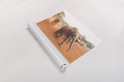 Elephant Race by Max Blakesberg Studios. shown as a rolled paper print. Available as archival giclee rolled canvas, fine art paper, or poster print. SKU 93614i.