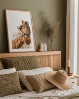 Funny Face I by Max Blakesberg Studios. shown as a paper print in a natural frame. Available as a archival giclee rolled canvas, fine art paper, or poster print. SKU 93616h.