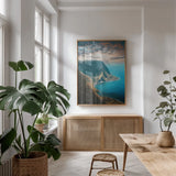 Hawaiian Coast by Max Blakesberg Studios. shown as a print in a natural wood frame in a dining room. Available as a archival giclee rolled canvas, fine art paper, or poster print. SKU 91848h.