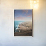 Hawaiian Shoreline by Max Blakesberg Studios. shown as a paper print in a white frame. Available as a archival giclee rolled canvas, fine art paper, or poster print. SKU 90832h.