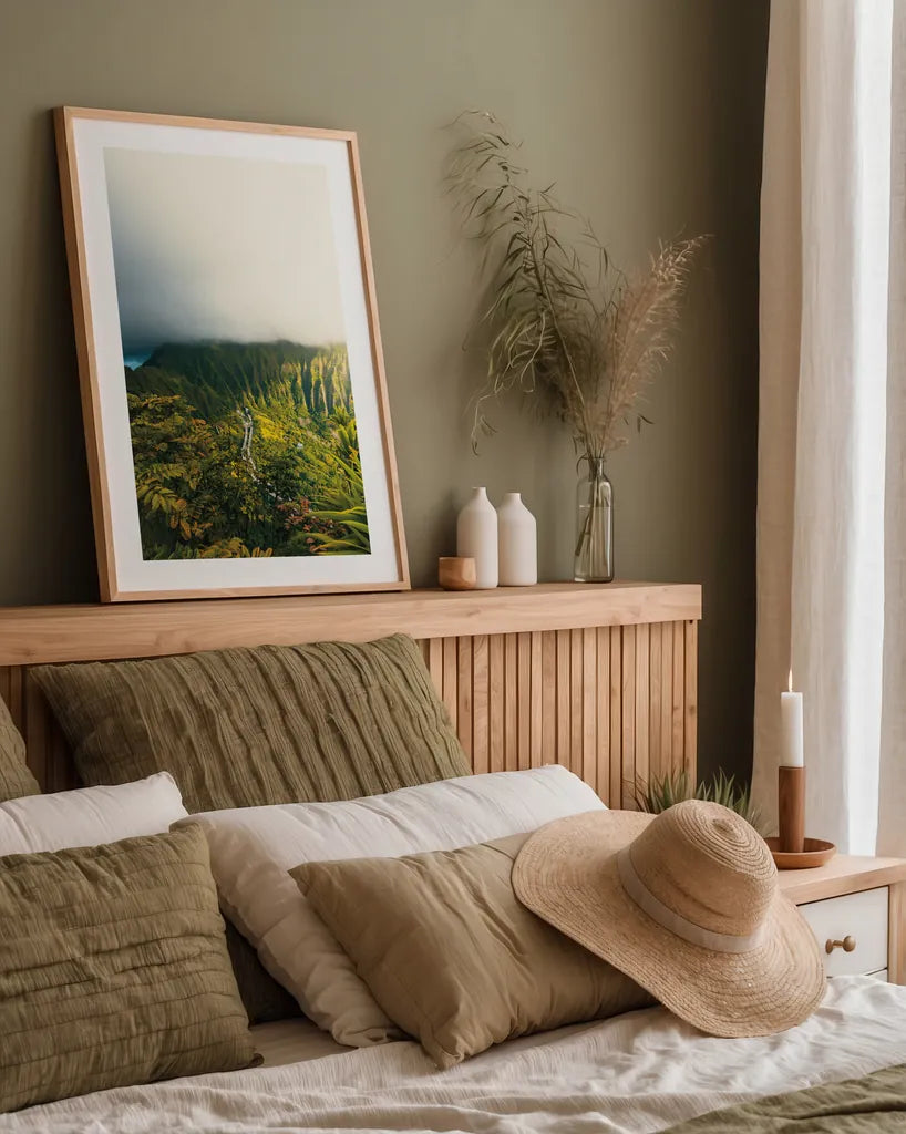 Hawaiian Tropics by Max Blakesberg Studios. shown as a paper print in a natural frame. Available as a archival giclee rolled canvas, fine art paper, or poster print. SKU 91847h.