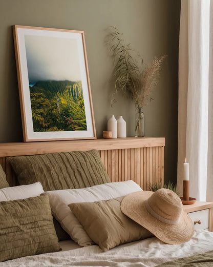 Hawaiian Tropics by Max Blakesberg Studios. shown as a paper print in a natural frame. Available as a archival giclee rolled canvas, fine art paper, or poster print. SKU 91847h.