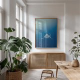 Heads Up by Max Blakesberg Studios. shown as a print in a natural wood frame in a dining room. Available as a archival giclee rolled canvas, fine art paper, or poster print. SKU 91386h.