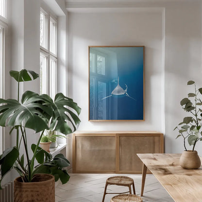 Heads Up by Max Blakesberg Studios. shown as a print in a natural wood frame in a dining room. Available as a archival giclee rolled canvas, fine art paper, or poster print. SKU 91386h.