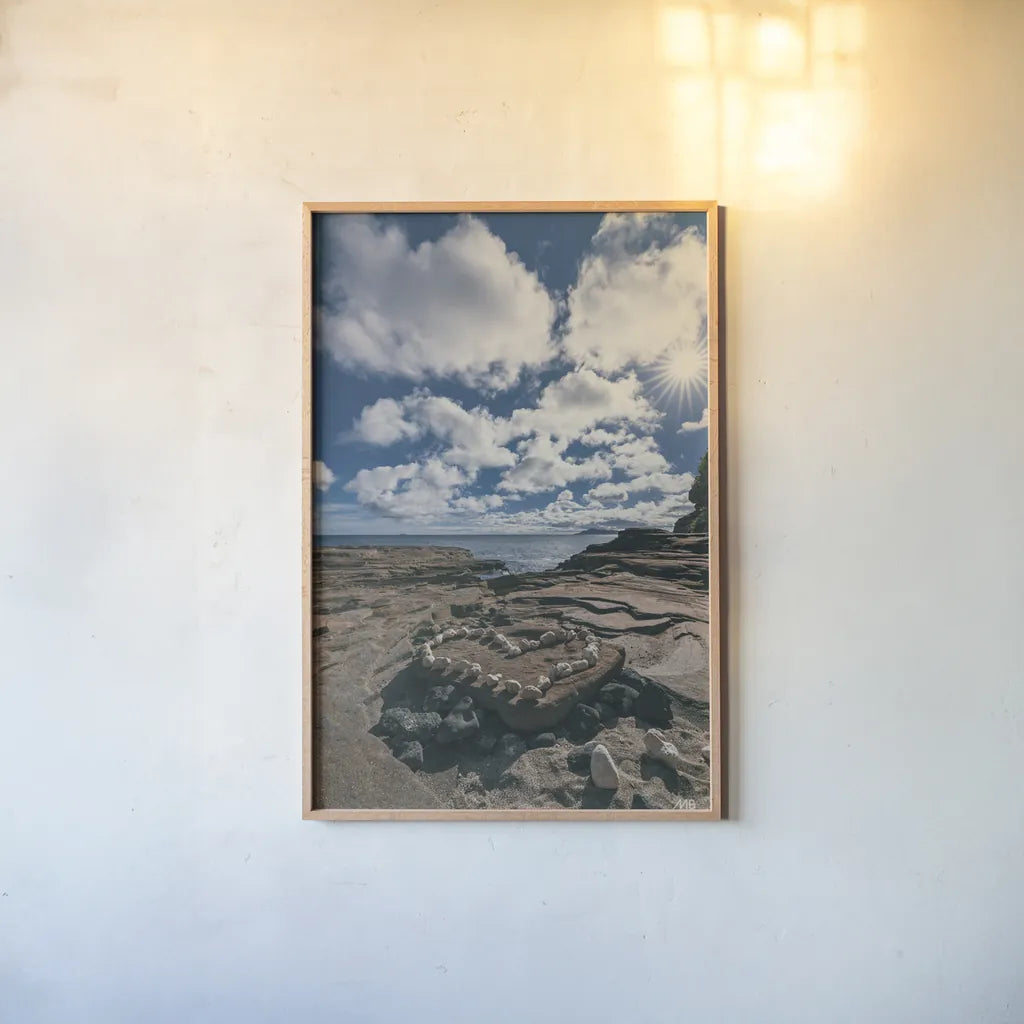 Heart of Hawaii by Max Blakesberg Studios. shown as a paper print in a natural frame. Available as a archival giclee rolled canvas, fine art paper, or poster print. SKU 90980h.