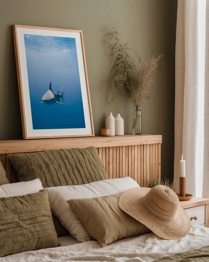 Hunter by Max Blakesberg Studios. shown as a paper print in a natural frame. Available as a archival giclee rolled canvas, fine art paper, or poster print. SKU 92617h.