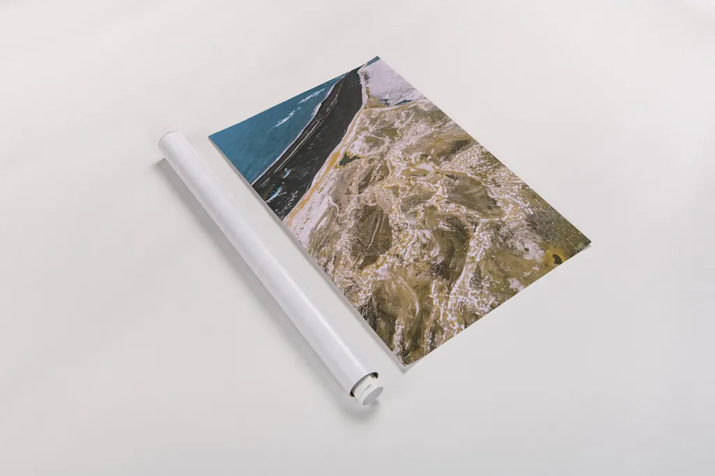 Iceland From Above I by Max Blakesberg Studios. shown as a rolled paper print. Available as archival giclee rolled canvas, fine art paper, or poster print. SKU 90838h.