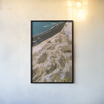 Iceland From Above I by Max Blakesberg Studios. shown as a paper print in a black flame. Available as a archival giclee rolled canvas, fine art paper, or poster print. SKU 90838h.