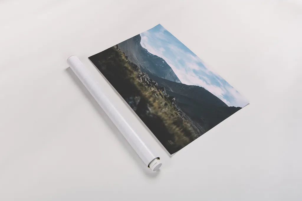 Iceland Hike by Max Blakesberg Studios. shown as a rolled paper print. Available as archival giclee rolled canvas, fine art paper, or poster print. SKU 90837i.