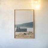 Iceland Shore II by Max Blakesberg Studios. shown as a paper print in a natural frame. Available as a archival giclee rolled canvas, fine art paper, or poster print. SKU 91391h.