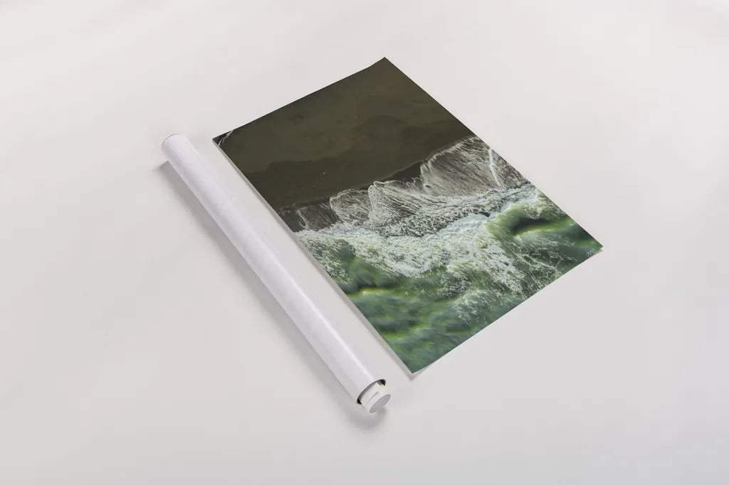 Iceland Shores by Max Blakesberg Studios. shown as a rolled paper print. Available as archival giclee rolled canvas, fine art paper, or poster print. SKU 92812h.