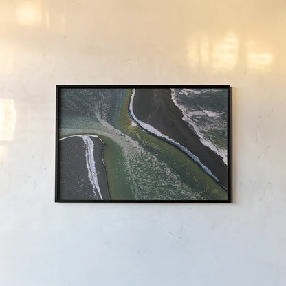 Iceland Shores I by Max Blakesberg Studios. shown as a paper print in a black flame. Available as a archival giclee rolled canvas, fine art paper, or poster print. SKU 90840i.
