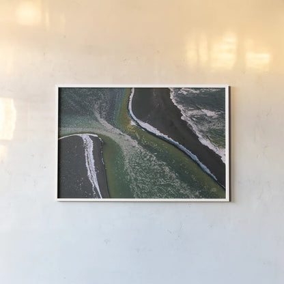 Iceland Shores I by Max Blakesberg Studios. shown as a paper print in a white frame. Available as a archival giclee rolled canvas, fine art paper, or poster print. SKU 90840i.