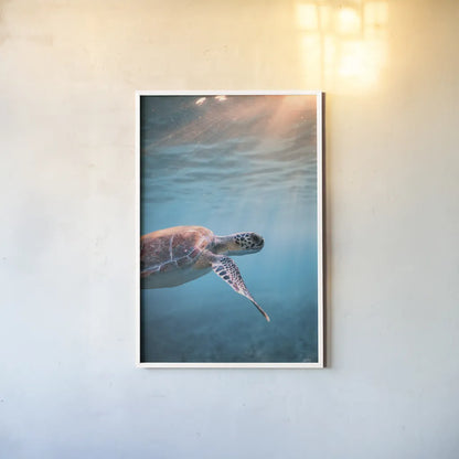 Just Keep Swimming by Max Blakesberg Studios. shown as a paper print in a white frame. Available as a archival giclee rolled canvas, fine art paper, or poster print. SKU 92683h.