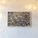 Kenyan Herd II by Max Blakesberg Studios. shown as a paper print in a white frame. Available as a archival giclee rolled canvas, fine art paper, or poster print. SKU 92810i.