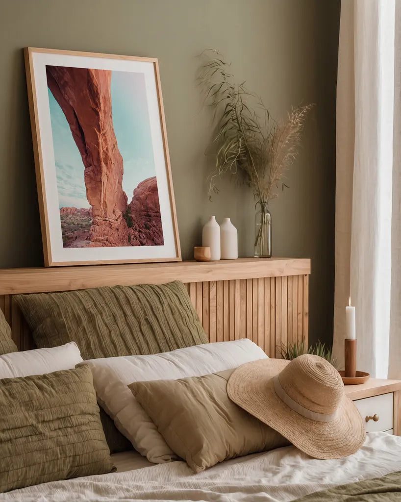 Moab by Max Blakesberg Studios. shown as a paper print in a natural frame. Available as a archival giclee rolled canvas, fine art paper, or poster print. SKU 92813h.