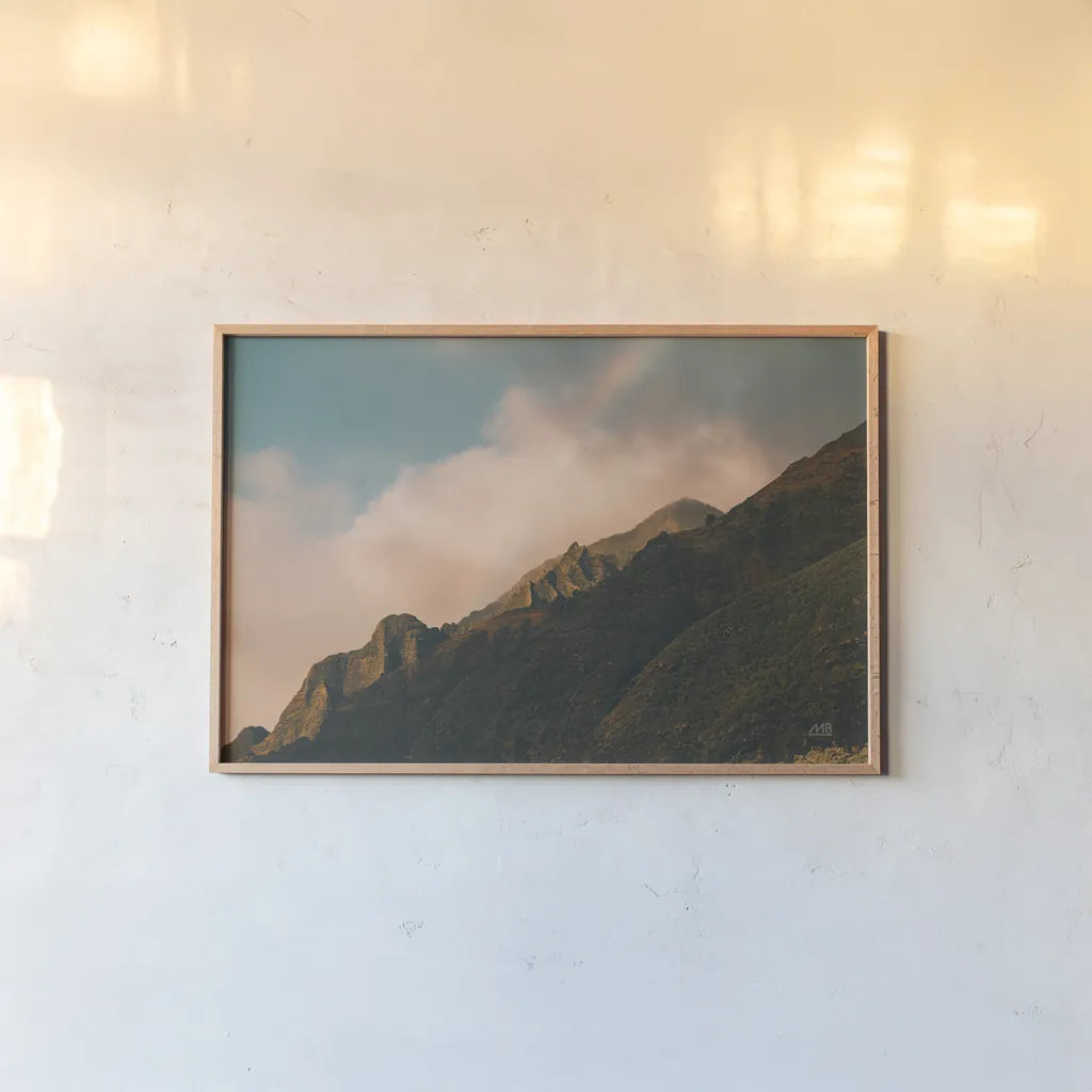 Rainbow over Hawaii by Max Blakesberg Studios. shown as a paper print in a natural frame. Available as a archival giclee rolled canvas, fine art paper, or poster print. SKU 93618i.