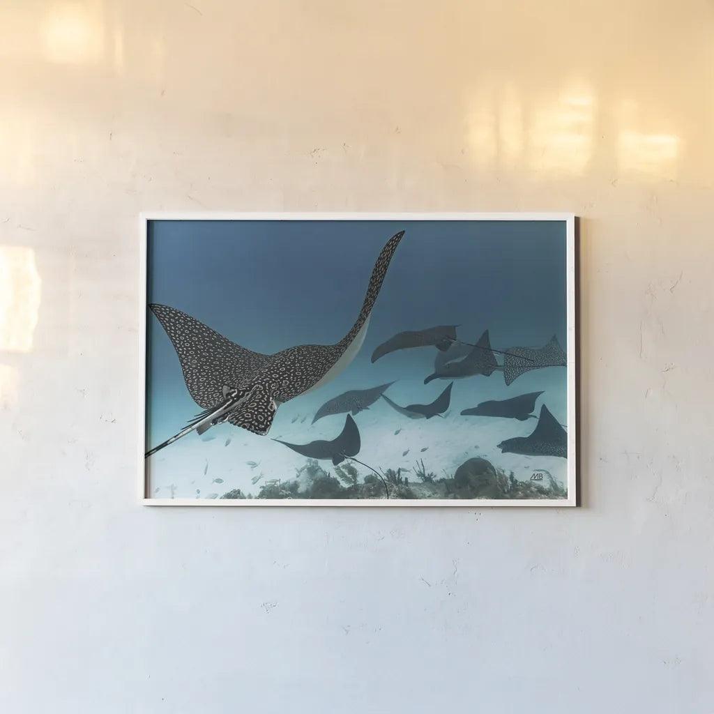 Ray Day I by Max Blakesberg Studios. shown as a paper print in a white frame. Available as a archival giclee rolled canvas, fine art paper, or poster print. SKU 92615i.