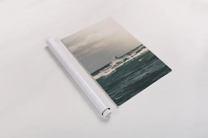 Ride the Tide by Max Blakesberg Studios. shown as a rolled paper print. Available as archival giclee rolled canvas, fine art paper, or poster print. SKU 91870h.