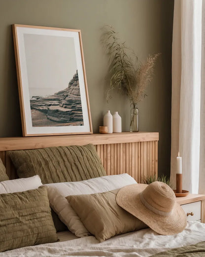 Rocky Shore Hawaii by Max Blakesberg Studios. shown as a paper print in a natural frame. Available as a archival giclee rolled canvas, fine art paper, or poster print. SKU 90842h.