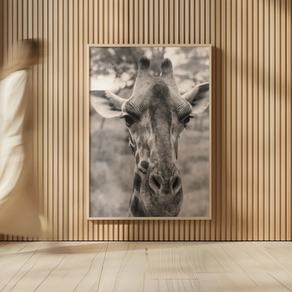 Silly Giraffe Neutral I by Max Blakesberg Studios. shown as over sized large wall art. Available as an archival giclee rolled canvas, fine art paper, or poster print. SKU 94179h.