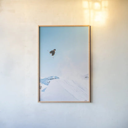 Snow Day I by Max Blakesberg Studios. shown as a paper print in a natural frame. Available as a archival giclee rolled canvas, fine art paper, or poster print. SKU 91872h.