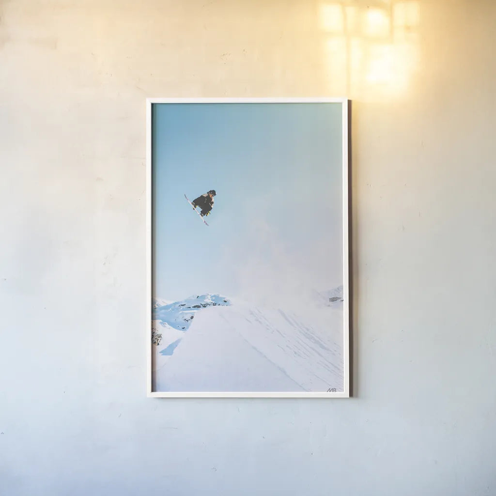 Snow Day I by Max Blakesberg Studios. shown as a paper print in a white frame. Available as a archival giclee rolled canvas, fine art paper, or poster print. SKU 91872h.