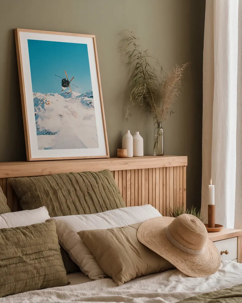 Snow Day II by Max Blakesberg Studios. shown as a paper print in a natural frame. Available as a archival giclee rolled canvas, fine art paper, or poster print. SKU 91873h.