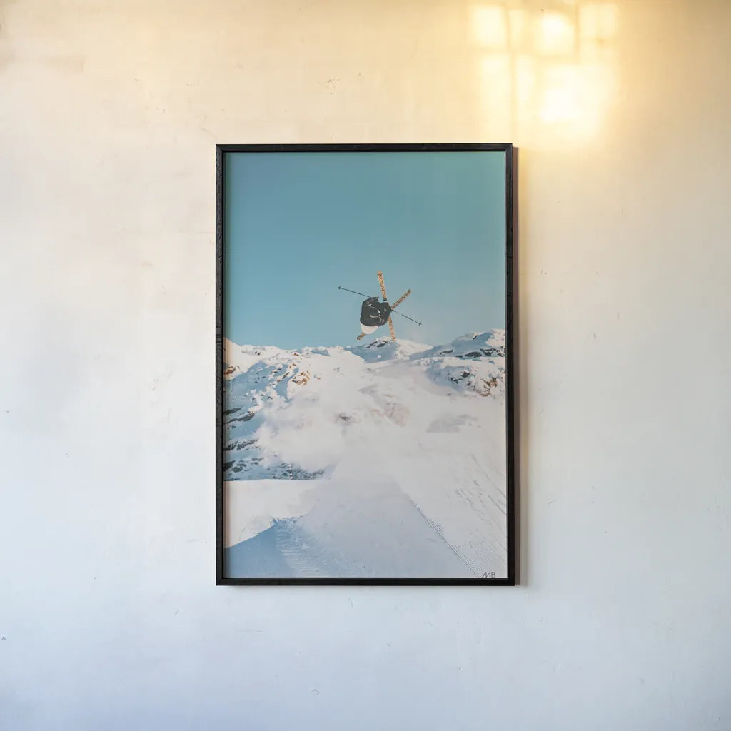 Snow Day II by Max Blakesberg Studios. shown as a paper print in a black flame. Available as a archival giclee rolled canvas, fine art paper, or poster print. SKU 91873h.