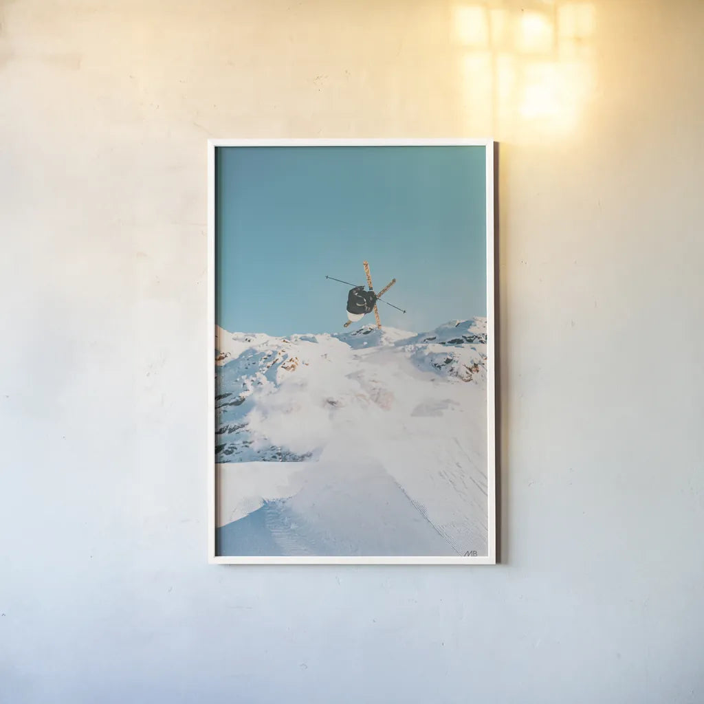 Snow Day II by Max Blakesberg Studios. shown as a paper print in a white frame. Available as a archival giclee rolled canvas, fine art paper, or poster print. SKU 91873h.