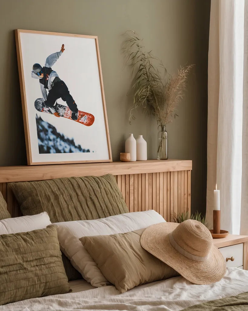 Snow Day III by Max Blakesberg Studios. shown as a paper print in a natural frame. Available as a archival giclee rolled canvas, fine art paper, or poster print. SKU 91874h.