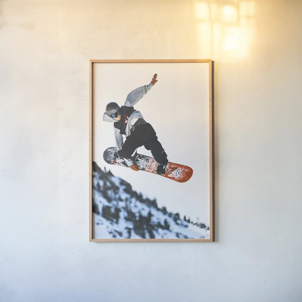 Snow Day III by Max Blakesberg Studios. shown as a paper print in a natural frame. Available as a archival giclee rolled canvas, fine art paper, or poster print. SKU 91874h.