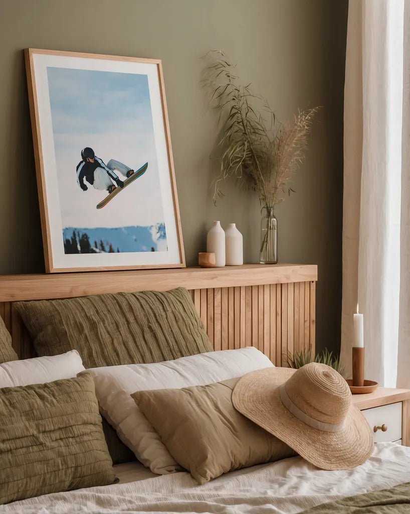 Snow Day IV by Max Blakesberg Studios. shown as a paper print in a natural frame. Available as a archival giclee rolled canvas, fine art paper, or poster print. SKU 91875h.