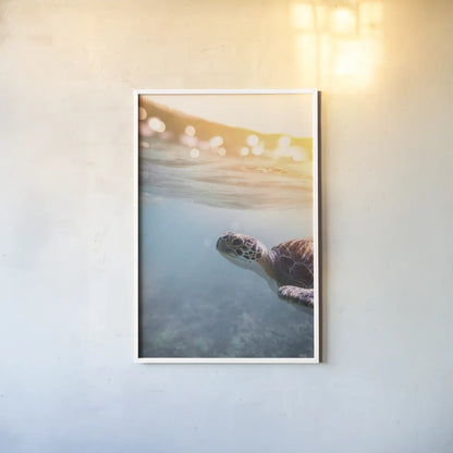 Sunny Swim by Max Blakesberg Studios. shown as a paper print in a white frame. Available as a archival giclee rolled canvas, fine art paper, or poster print. SKU 92684h.