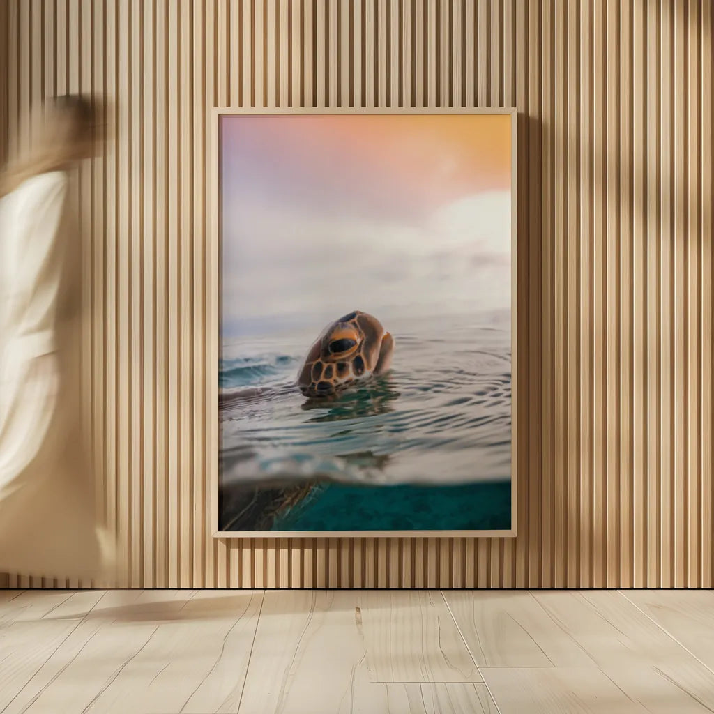 Sunrise Swim by Max Blakesberg Studios. shown as over sized large wall art. Available as an archival giclee rolled canvas, fine art paper, or poster print. SKU 91647h.