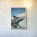 Swimming Pig by Max Blakesberg Studios. shown as a paper print in a white frame. Available as a archival giclee rolled canvas, fine art paper, or poster print. SKU 92807h.