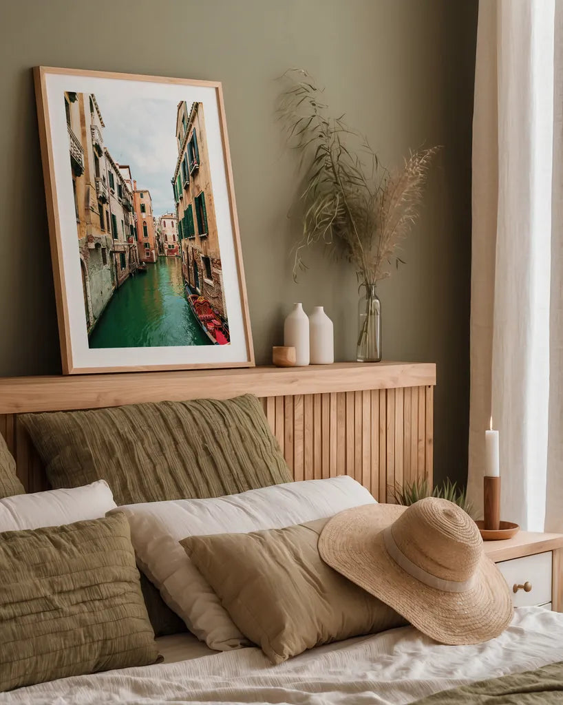 Venetian Dream by Max Blakesberg Studios. shown as a paper print in a natural frame. Available as a archival giclee rolled canvas, fine art paper, or poster print. SKU 92463h.