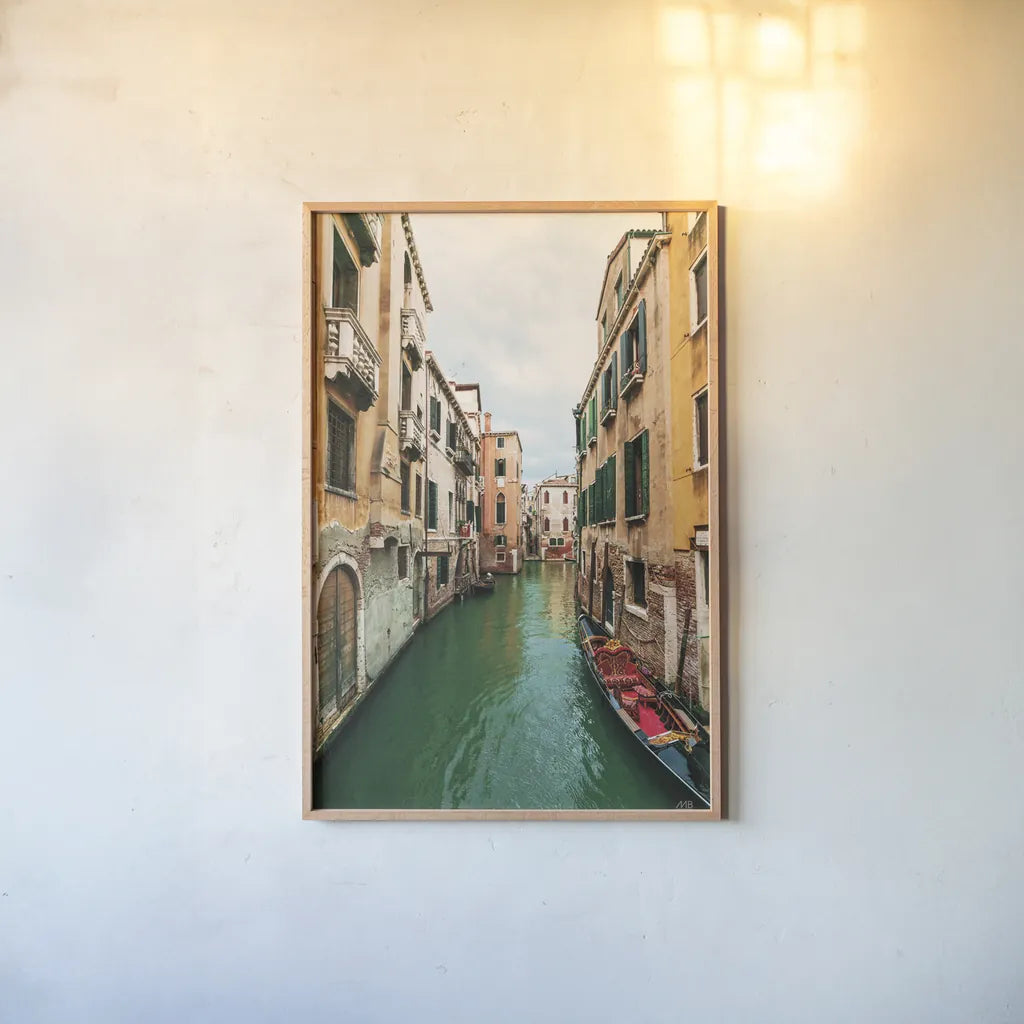 Venetian Dream by Max Blakesberg Studios. shown as a paper print in a natural frame. Available as a archival giclee rolled canvas, fine art paper, or poster print. SKU 92463h.