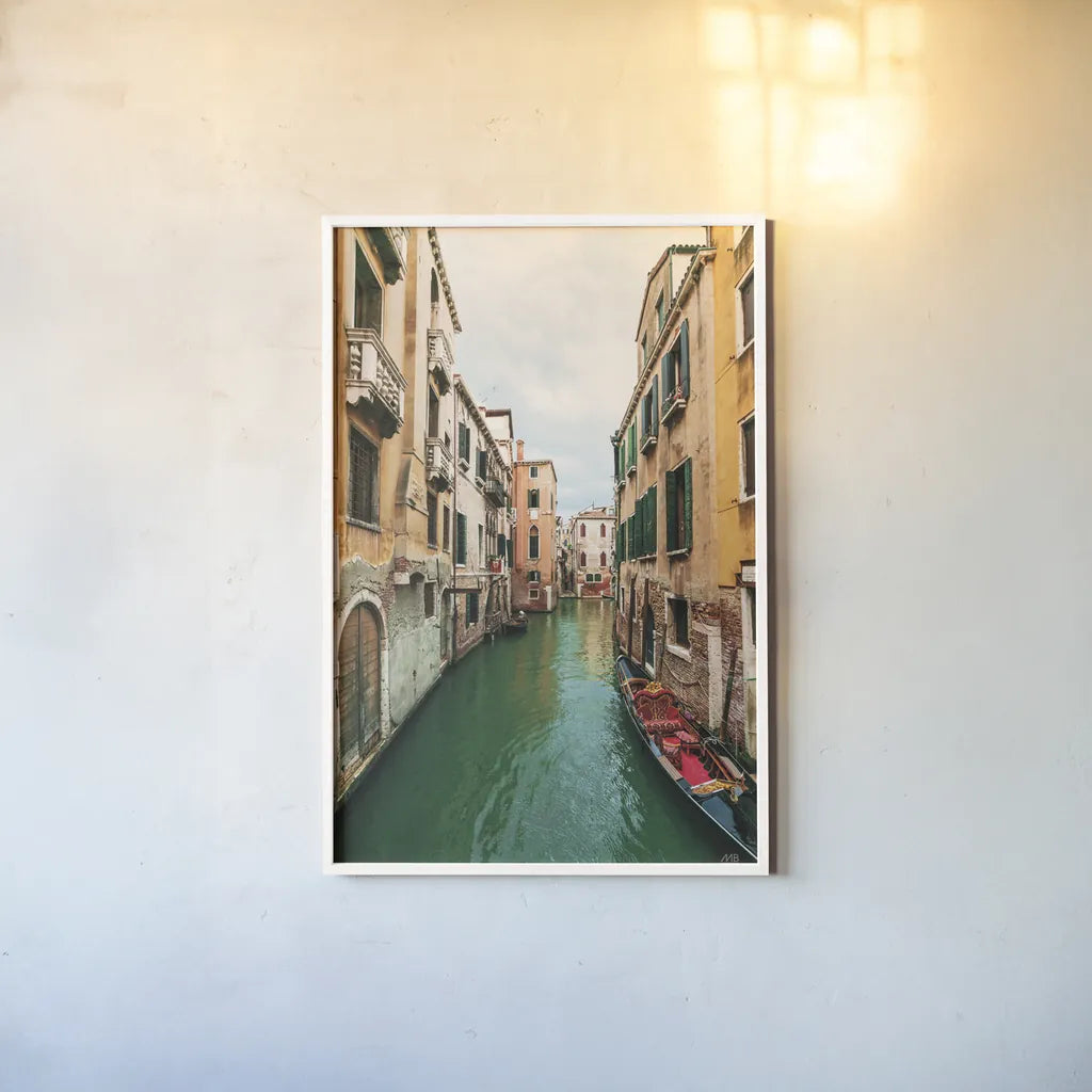 Venetian Dream by Max Blakesberg Studios. shown as a paper print in a white frame. Available as a archival giclee rolled canvas, fine art paper, or poster print. SKU 92463h.